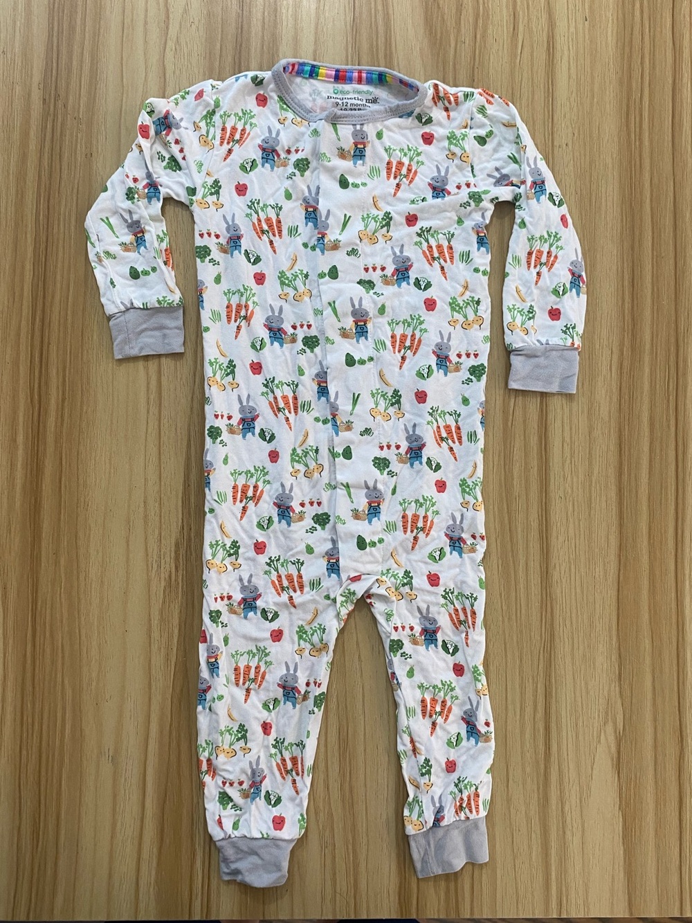 Magnetic Me Bamboo Pajama One Piece with Farm and Bunny Print, Long Sleeves